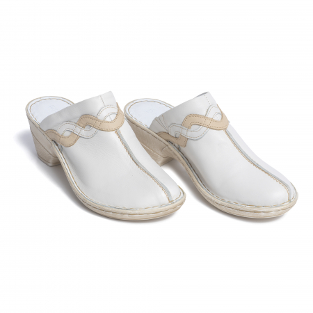 Papuci din piele naturala 202 alb [6]