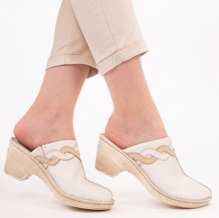 Papuci din piele naturala 202 alb [1]