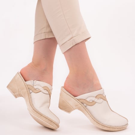 Papuci din piele naturala 202 alb [0]