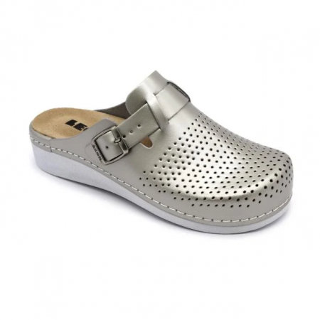 Saboti din piele naturala Leon 5001 sampanie - talonet detasabil [0]