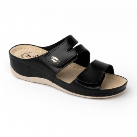 Sandale confortabile - Papuci piele naturala 420 negru