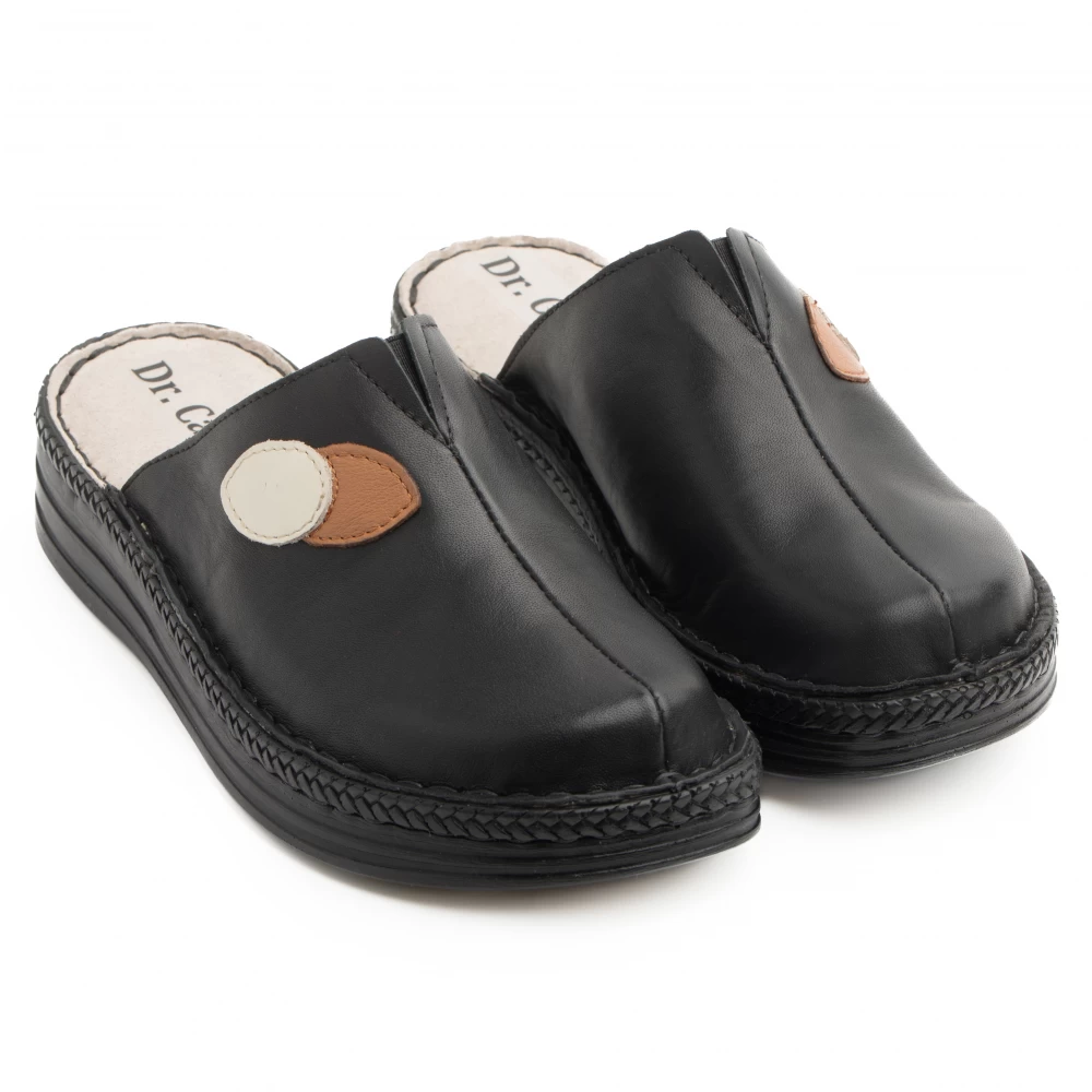 Saboti medicali - Saboti piele naturala 4059 negru