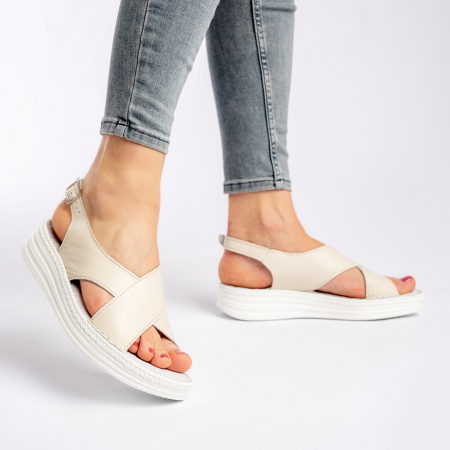 Sandale piele naturala Nikky crem [0]
