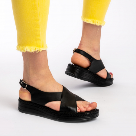 Sandale confortabile - Sandale piele naturala Nikky negru