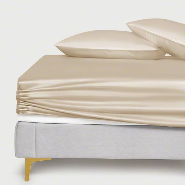 Cearceaf matase cu elastic Caramel [3]