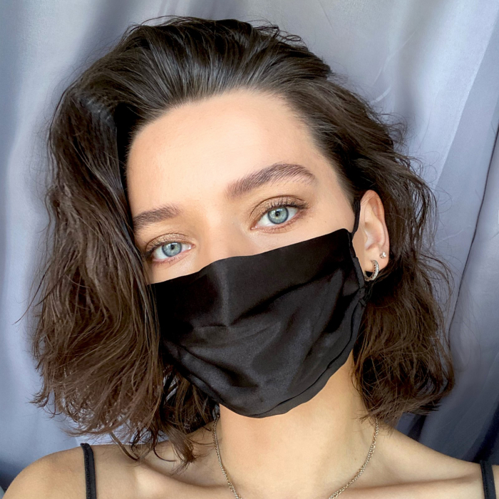 Masca protectie fata din matase - Black [3]