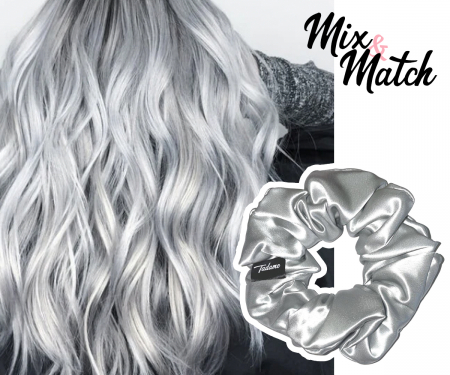 Set elastice par largi (Scrunchies) - Silver/Navy [2]