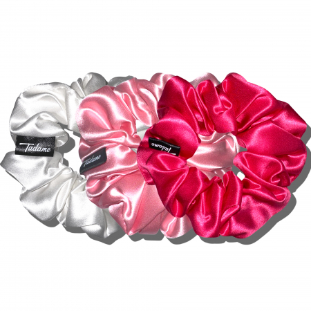 Set elastice par largi (Scrunchies) - Alb/Roz/Roz Barbie [0]