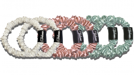 Scrunchies - Set elastice par (Scrunchies) - Alb/Rose Gold/Mint