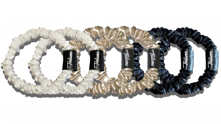 Scrunchies - Set 6 elastice par (Scrunchies) - Alb/Caramel/Negru