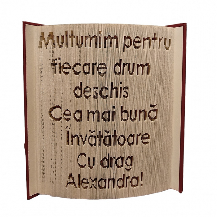 Carte sculptata Multumim pentru fiecare drum deschis [1]
