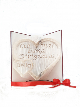 Cadou Profesori - Carte sculptata in forma de inima cu  Cea mai buna Diriginta