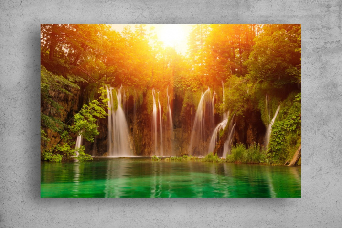 Tablou Canvas - Cascada la apus [2]