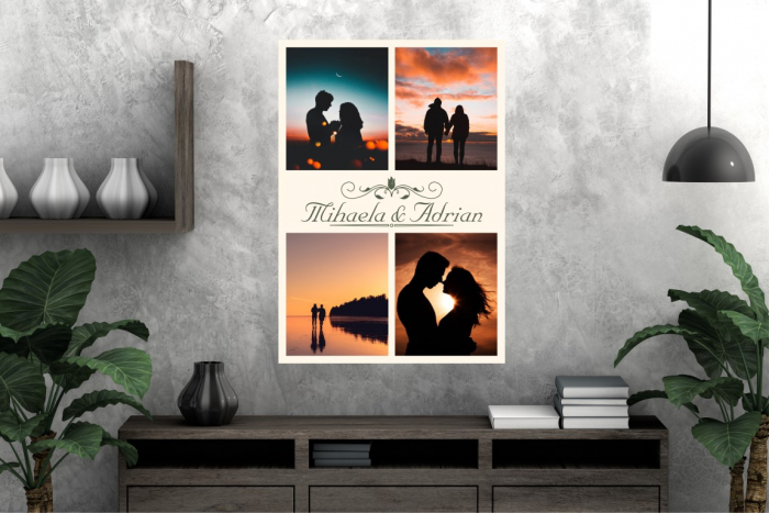 Tablou Canvas Personalizat - Cuplu (4 fotografii, auriu) [2]