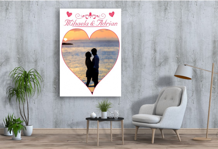 Tablou Canvas Personalizat - Cuplu (inima, 1 fotografie) [2]