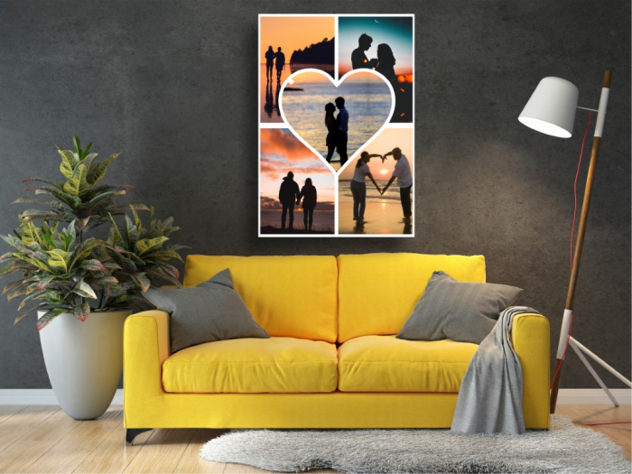 Tablou Canvas Personalizat - Cuplu (inima, 5 fotografii) [2]