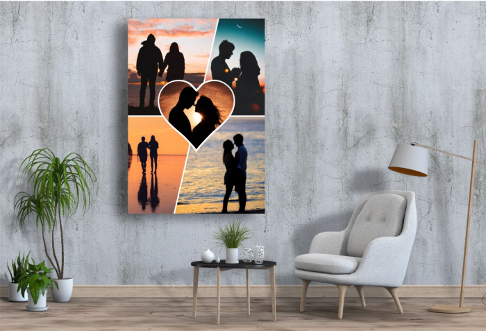 Tablou Canvas Personalizat - Cuplu (inimioara, 5 fotografii) [2]