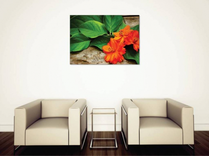 Tablouri Canvas Flori - Flori portocalii cu frunze [2]
