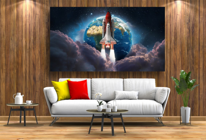 Tablouri Canvas - Univers - Pamantul si racheta [2]