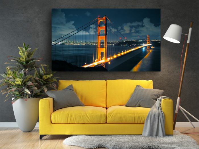 Tablouri Canvas Urbane - Golden Gates noaptea [2]