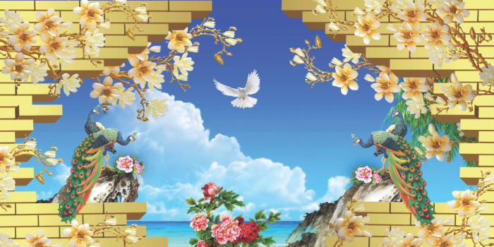 Tapet Premium Canvas - 3d fazani in natura [2]