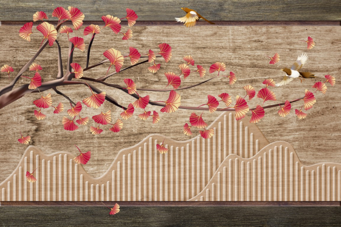Tapet Premium Canvas - Abstract copac cu flori [2]