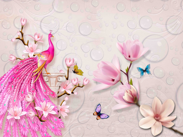Tapet Premium Canvas - Abstract flamingo roz [2]