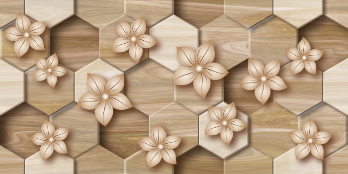 Tapet Premium Canvas - Abstract flori maro [2]