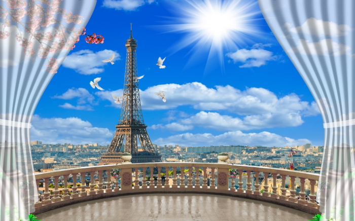 Tapet Premium Canvas - Abstract Turnul Eiffel [2]