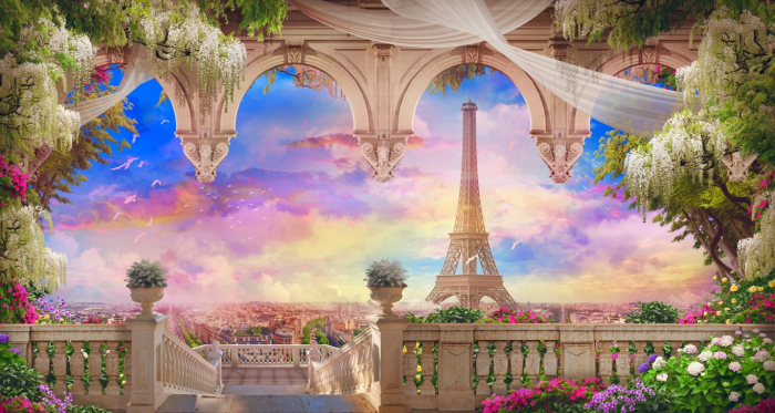 Tapet Premium Canvas - Abstract Turnul Eiffel din balcon [2]