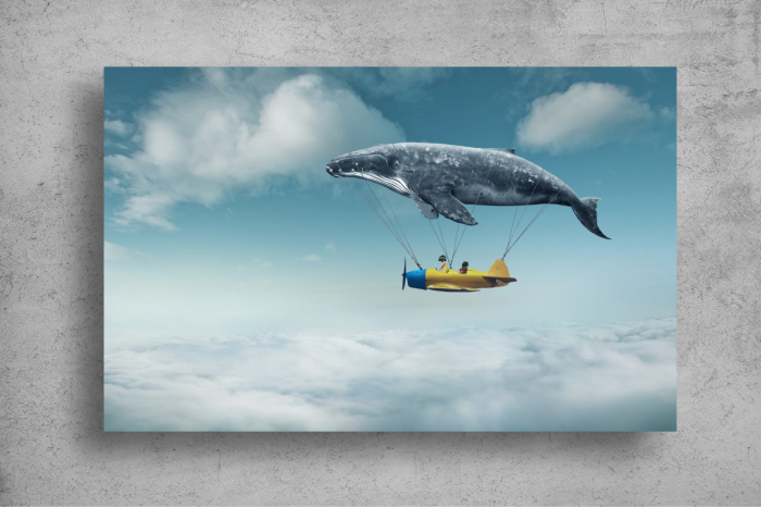 Tapet Premium Canvas - Avionul si balena abstract [2]