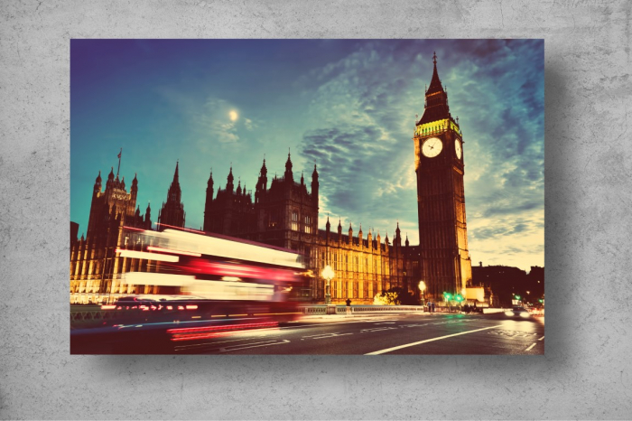 Tapet Premium Canvas - Big Ben in lumina lunii [2]