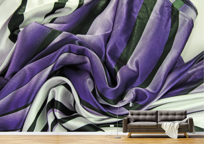 Tapet Premium Canvas - Bucati de material mov si albe [3]