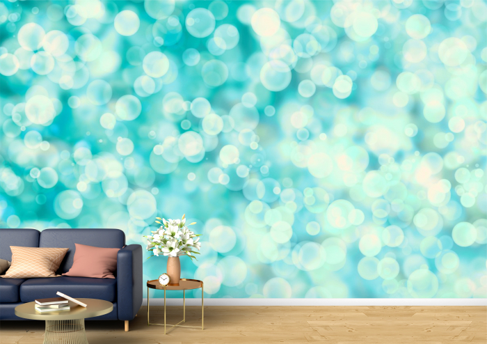 Tapet Premium Canvas - Bule transparente pe fundal bleu abstract [1]