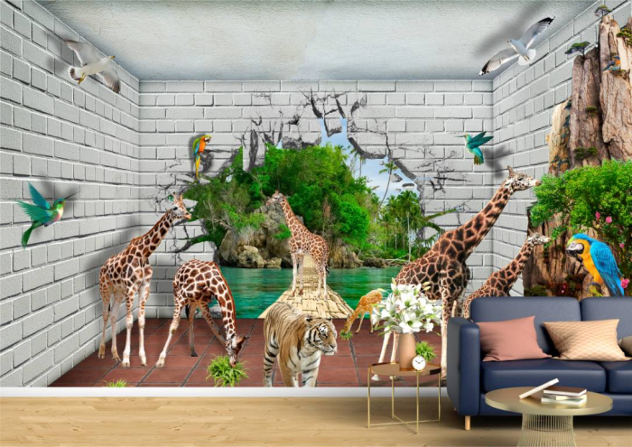 Tapet Premium Canvas - Camera cu animale [2]