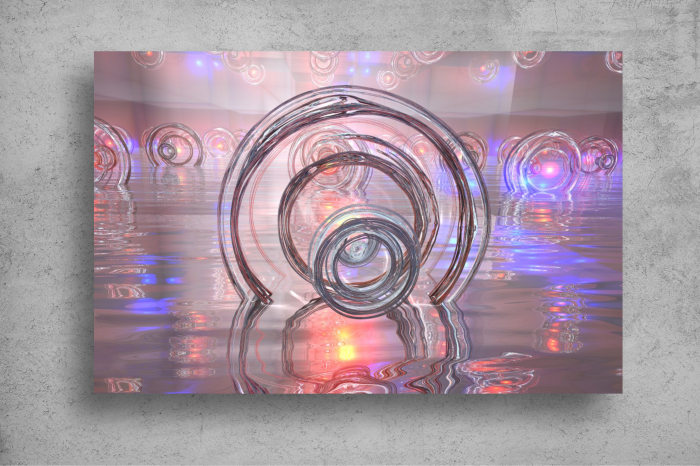 Tapet Premium Canvas - Cercuri pe apa abstract 3d [2]