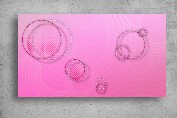 Tapet Premium Canvas - Cercuri roz si albe abstract [2]