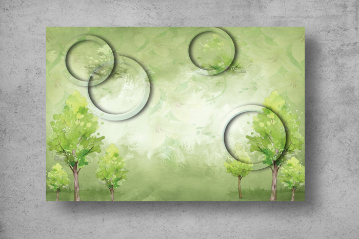 Tapet Premium Canvas - Cercuri si copaci inverziti abstract [2]