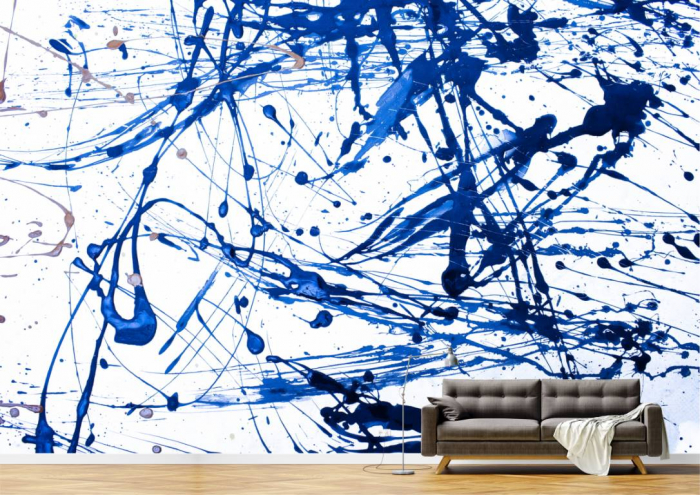Tapet Premium Canvas - Cerneala albastra abstracta [2]