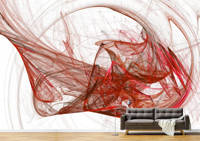 Tapet Premium Canvas - Cerneala rosie abstracta [2]