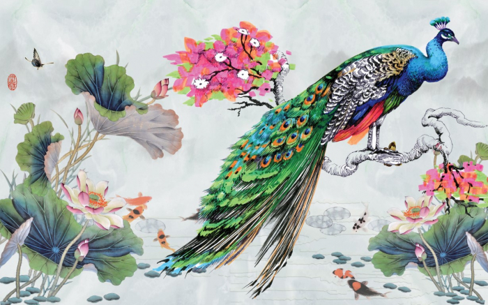 Tapet Premium Canvas - Fazan pe creanga [2]