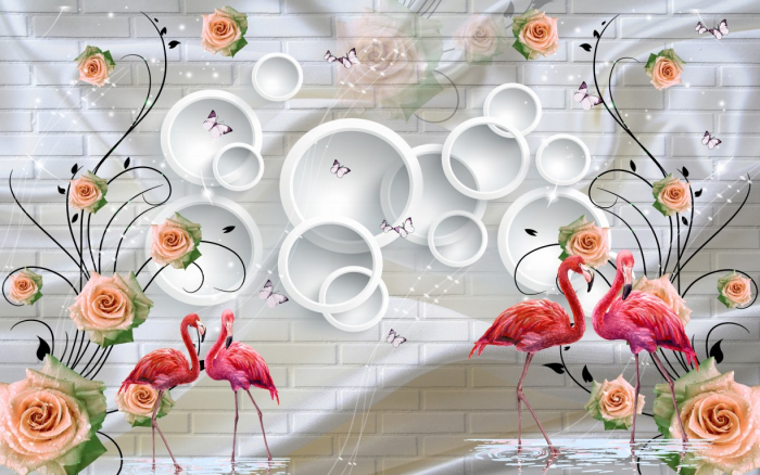 Tapet Premium Canvas - Flamingo roz in natura abstract [2]