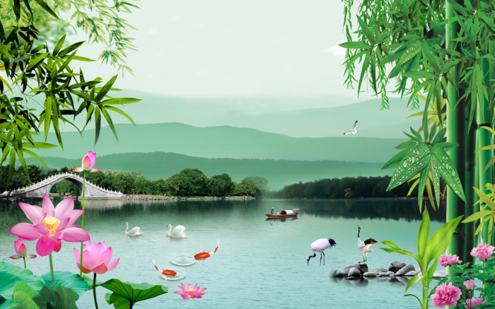 Tapet Premium Canvas - Flora si fauna din parc [2]