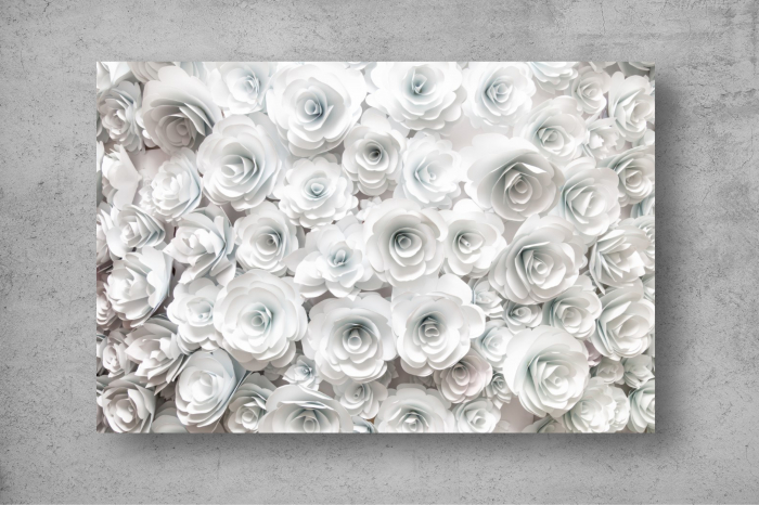 Tapet Premium Canvas - Flori albe abstract [2]