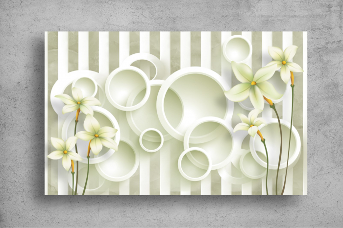 Tapet Premium Canvas - Flori cercuri si dungi 3d abstract [2]
