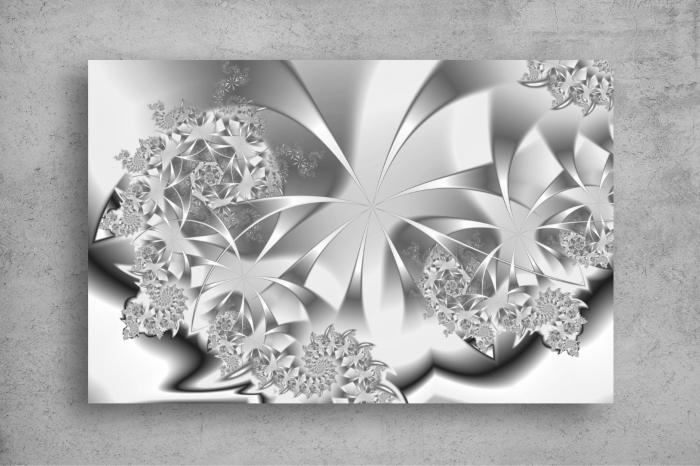 Tapet Premium Canvas - Flori gri abstract [2]