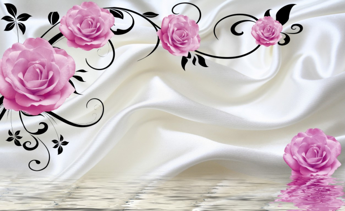 Tapet Premium Canvas - Flori roz abstracte [2]