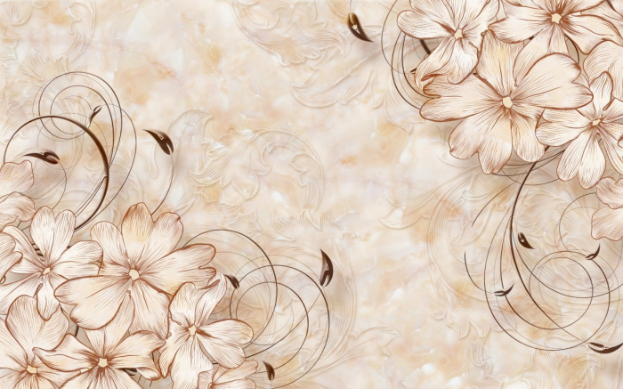 Tapet Premium Canvas - Flori si ramuri bronz [2]