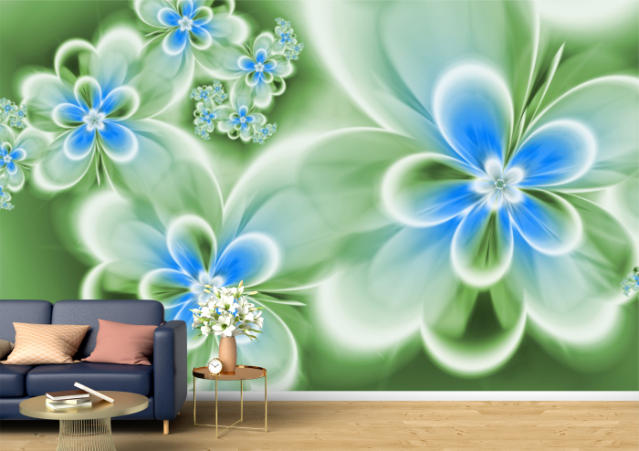 Tapet Premium Canvas - Florile albastre abstract [1]