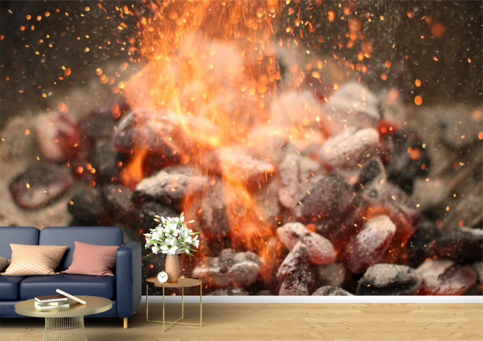Tapet Premium Canvas - Foc si pietre abstract [1]